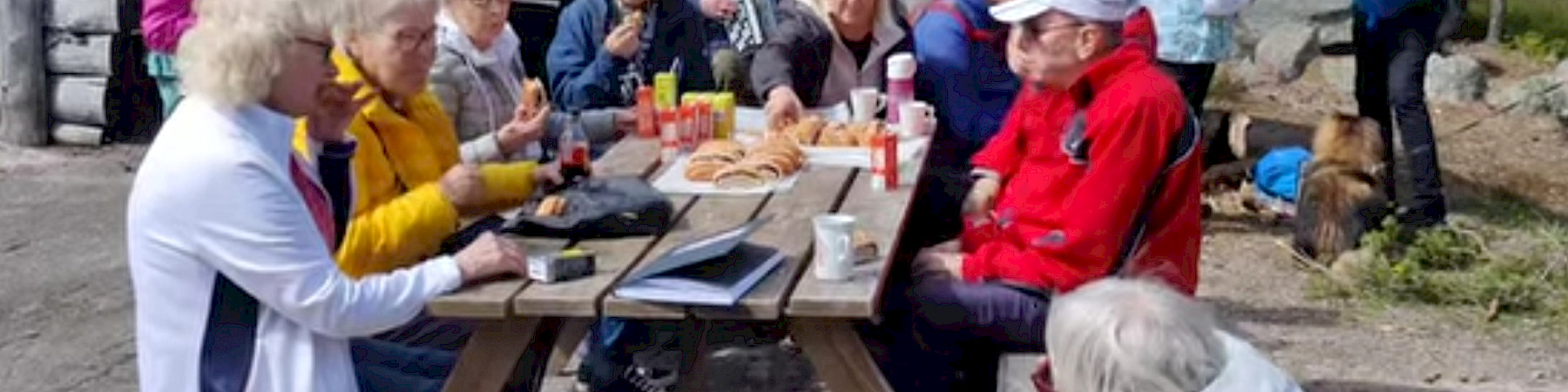 Kirkkonummen kansallisten senioreiden laavukävelyllä nautittiin yhdessäolosta ja haitarimusiikista