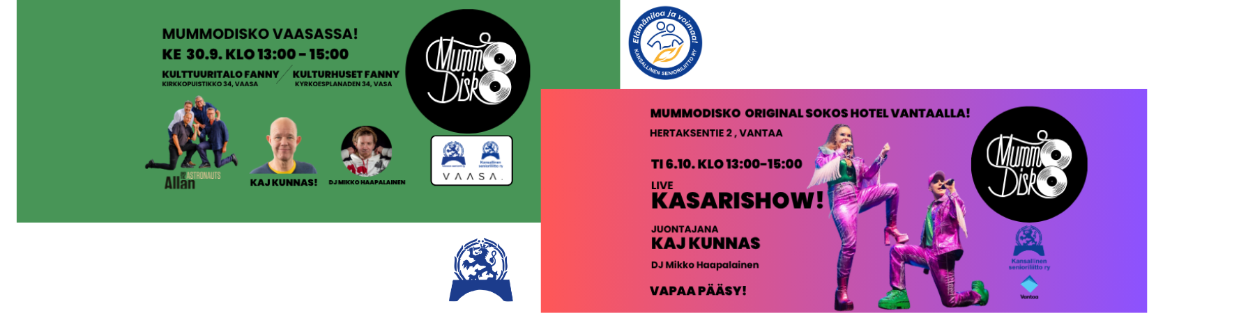 Mummodisko tuo tanssin iloa Vaasaan ja Vantaalle